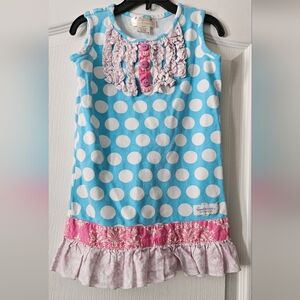 SweetHoney size 8 Shirt Blue White Polka Dots